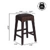 JONATHAN Y Maui Rustic Bohemian Hyacinth/Wood Backless Bar Stool, Brown Wash Woven Seat with Natural Wood Frame - 4 of 4