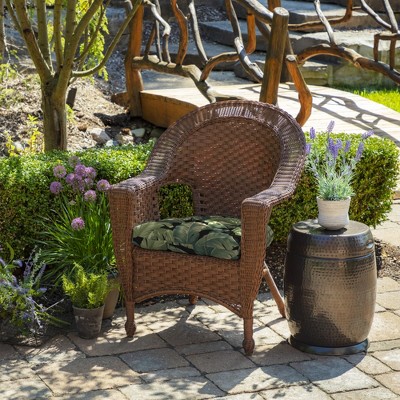Onyx Cebu Outdoor Wicker Chair Cushions, 2-Pack, Green Leaf Print