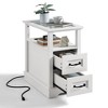End Table with Charging Station, Storage Cabinet, and Adjustable Shelf, Modern Nightstand - 4 of 4