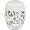 Sunnydaze Knotted Quatrefoil Decorative Ceramic Garden Stool - 18" - White - 2 of 4