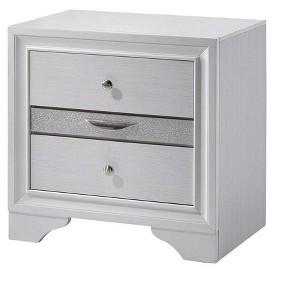 Vynxaria Contemporary 1pc Nightstand - Hidden Jewelry Drawer, Silver Accents, Nickel Knobs, Solid Wood Construction - 1 of 4