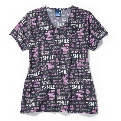 Zoe and Chloe Zoe+Chloe V-Neck Border Print Scrub Top