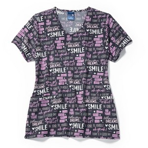 Zoe and Chloe Zoe+Chloe V-Neck Border Print Scrub Top - 1 of 1