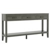 ACEPANO 59.1 in. W Farmhouse-Style Console Table with 3 Drawers, Base Frame & Iron Handles-Gray - 3 of 4