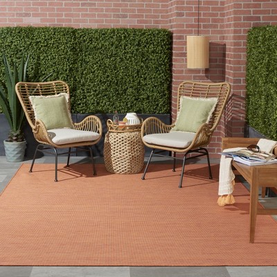 Positano Elegance Terracotta Flat-Weave 7' x 10' Synthetic Rug