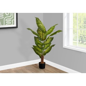 Monarch Specialties Artificial Plant 47 inch Tall Evergreen Tree Indoor Faux Fake Floor Greenery Potted Real Touch Decorative Green Leaves Black Pot - 1 of 4