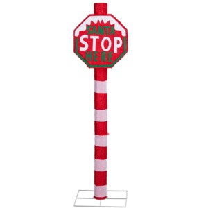 Syemin Decorative Holiday Scene Props STOP Sign Christmas Yard Decorations Outdoor Holiday Indoor Decor Displays, Red, 13.5"*13.5"*52" - 1 of 4