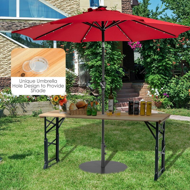 Costway 66.5" Outdoor Folding Wood Picnic Table Height Adjustable Metal Frame, 4 of 11