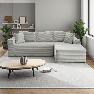 103" Modular Corduroy L-Shaped Sectional Sofa, Deep Seat - 1 of 2