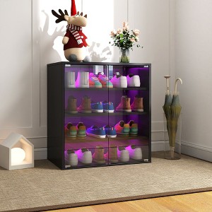 NicBex 3-Tier Shoe Cabinet with RGB Led Light,Freestanding Shoe Organizer for Hallway,Entryway - 1 of 4