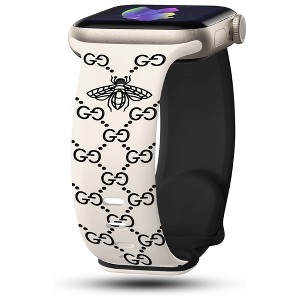 HTUTWOO Bee Engraved Apple Watch Band, Two Tone Silicone Sports Strap 38/40/41/42/44/45/46/49 mm for iWatch Series 10 9 8 7 6 5 4 3 2 1 SE Ultra - 1 of 3