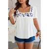 I AM A FASHION JUNKY Plus Square Neck Floral Print Pleasted Puff Blouse - 2 of 4