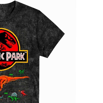 Jurassic Park Boys Jurassic Park Dinosaur T-Shirt - Juassic World Classic Movie - 8Bit Dinosaur T-Rex Rawr Tie Dye Shirt (Black Wash, X-Large) — фото 5