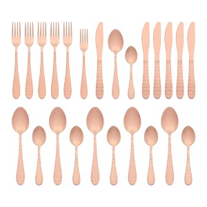 REGALWOVEN 24 Piece Stainless Steel Mirror Polished Silverware Set Flatware Set with Grain - 1 of 4
