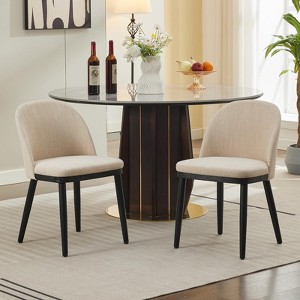 Coucheta Set of 2 Upholstered Dining Chairs, Modern High Back & Deep Seat Fabric Chairs with Wood Legs for Kitchen & Dining Room, Multiple Colors - 1 of 4
