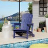 Maggift Patio Accent Chairs, Plastic Adirondack Chairs with Cup Holders, Lawn Chairs for Patio, Garden, Poolside, Blue, 31.4"*29.6"*36.4" - 2 of 4