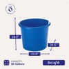 HOMZ Rope-Handle 18-Gallon Open Storage Tubs, Plastic Buckets, Blue, 6 Pack - 4 of 4