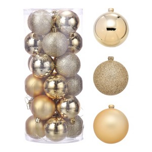 Unique Bargains Plastic Party Wedding Christmas Barrel Packed Hanging Ornament Balls 2.4" 24 Pcs - 1 of 4