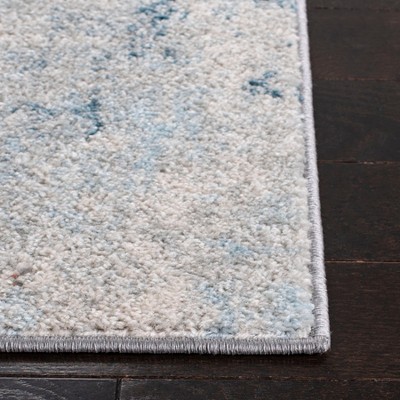 Light Blue and Ivory Square Synthetic Area Rug