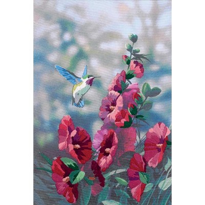 Dimensions Crewel Embroidery Kit 11"X16"-Hollyhocks In Bloom-Wool/Yarn/Thread