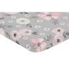 Sweet Jojo Designs Girl Baby Fitted Mini Crib Sheet Watercolor Floral  Grey and Pink - 2 of 4