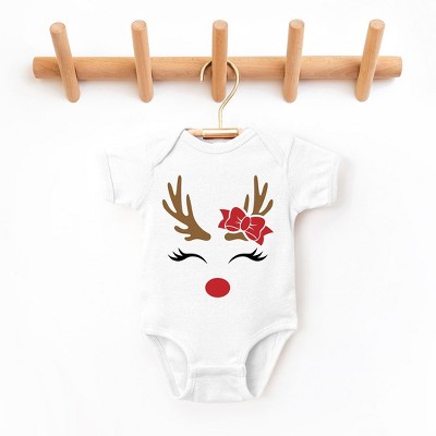 The Juniper Shop Reindeer Girl Baby Bodysuit - Newborn - White