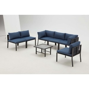 Cesicia 7-Piece Gray Patio Sofa Set with Coffee Table for Backyard, Porch & Poolside - 1 of 4