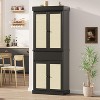 Garvee 69" Rustic Pantry Cabinet with Rattan Doors, Adjustable Shelves & Drawer – Moisture-Resistant Engineered Wood Storage - 3 of 4
