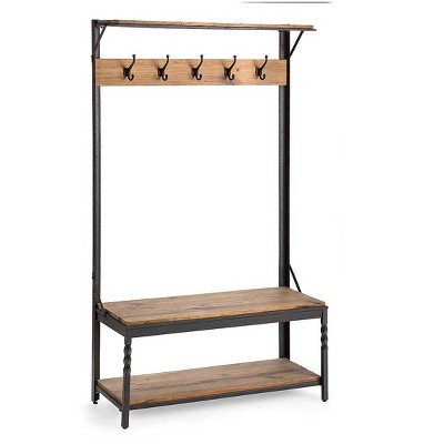 Plow & Hearth - Deep Creek Rustic Coat Rack with Storage & Shelves - Made from Reclaimed Wood
