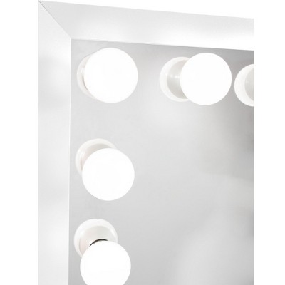 Silver Rectangular Lighted Magnifying Vanity Mirror with LED Bulbs