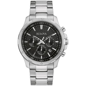 Bulova Men's Classic Stainless Steel Six-Hand Chronograph Quartz Watch, Black Dial, 43mm - 1 of 4