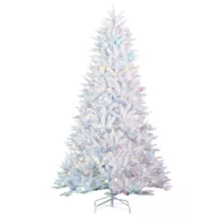 7.5ft Sterling Tree Company Full White Parkview Pine with 600 Color Changing LED Lights Artificial Christmas Tree