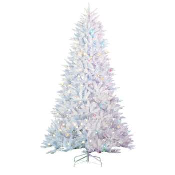 7.5ft Sterling Tree Company Full White Parkview Pine with 600 Color Changing LED Lights Artificial Christmas Tree
