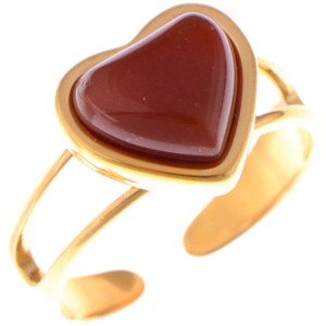 Anna-Kaci Gold Tone Heart Ring with Red Gemstone Accent - Gold - 1 of 4