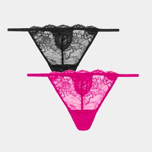 Smart & Sexy Women's Temptation Lace V-String Thong 2-Pack - 1 of 4
