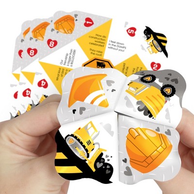 Big Dot of Happiness Dig It - Construction Party Zone - Happy Valentine's Day Party Cootie Catcher Game - Valentine Jokes for Kids Fortune Tellers -