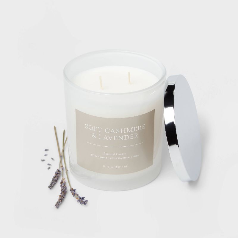 2-Wick 19.75oz Lidded Milky Glass Jar Soft Cashmere and Lavender Candle - Threshold&#8482;, 4 of 5