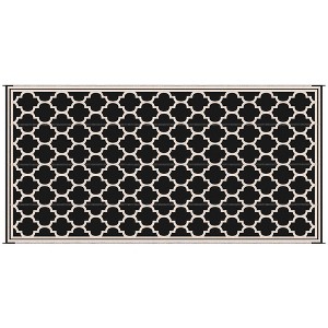 DOMETOUR Outsunny Reversible Outdoor Rug, 9' x 18' Waterproof Floor Mat, Portable RV Camping Carpet for Backyard, Deck, Picnic, Beach, Black & Beige - 1 of 4