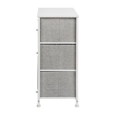 White & Light Gray 3-Drawer Cast Iron Frame Vertical Storage Dresser