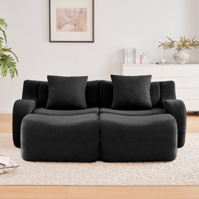 SKRAN Fabric Boneless Sofa, Curved Deep Seat  Couches, Streamlined Design No Assembly Required for Living Rooms and Bedrooms