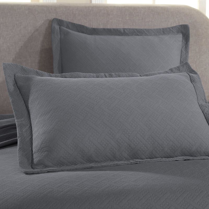 Basketweave Jacquard Matelass Cotton Bedspread Set by Blue Nile Mills, 2 of 8