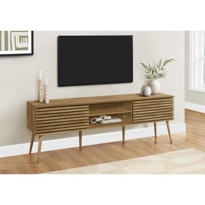 Monarch Specialties Tv Stand 72 Inch Media Entertainment Center Storage Cabinet Console Storage Shelves Walnut Laminate Contemporary Modern