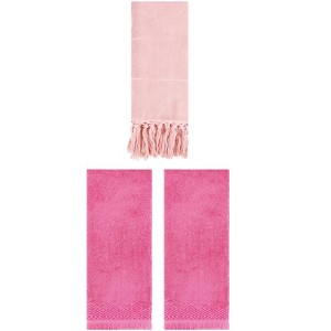 REGALWOVEN 3 Packs Cotton Absorbent Soft Turkish Hand Towels with tassel for Bathroom - 1 of 4