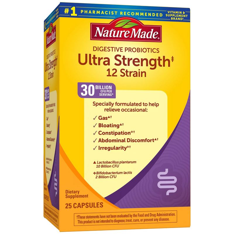 Nature Made Ultra Strength 12 Strain Digestive Health Support Probiotic Capsules - 25ct, 1 of 9