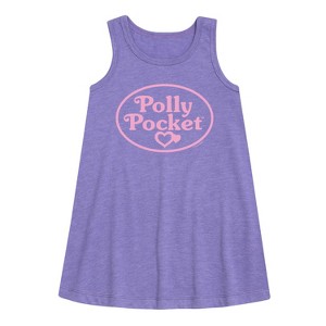 Girls' - Polly Pocket - Polly Pocket Pink Logo Graphic Sleeveless Aline Dress - 1 of 2
