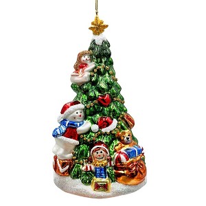 Festive Snowman and Christmas Tree Glass Ornament| OrnamentallyYou - 1 of 4