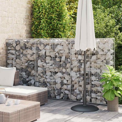 vidaXL Gabion Wall with Covers Galvanized Steel 39.4"x7.87"x59"