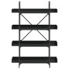 vidaXL 4-Tier Black Bookcase: Durable Engineered Wood and Metal Frame - Adjustable Feet Ideal for Home, Office or Library - 4 of 4