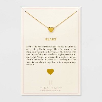 Tiny Tags 14k Gold Ion Plated Heart Chain Necklace - Gold : Target