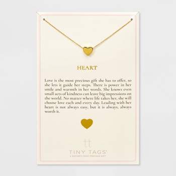 Tiny Tags 14K Gold Ion Plated Heart Chain Necklace - Gold